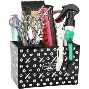 Hair Salon Scissors Storage Box, Shear Holder  Barber Tools Holder (Black-White)